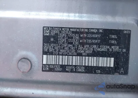 2023 Toyota Rav4 Le z USA, uszkodzony, nr VIN 2T3F1RFVXPC380390